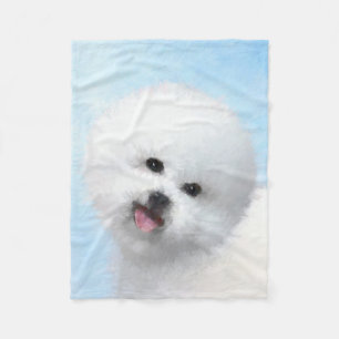 Bichon Frise Painting - Cute Original Dog Art Fleece Blanket