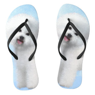 Bichon Frise Painting - Cute Original Dog Art Flip Flops