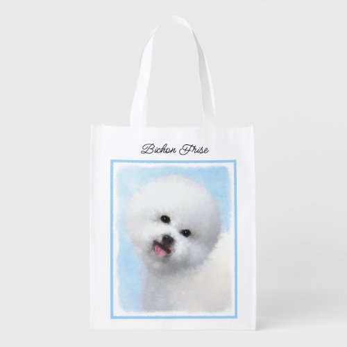 Bichon Frise Painting _ Cute Original Dog Art Grocery Bag