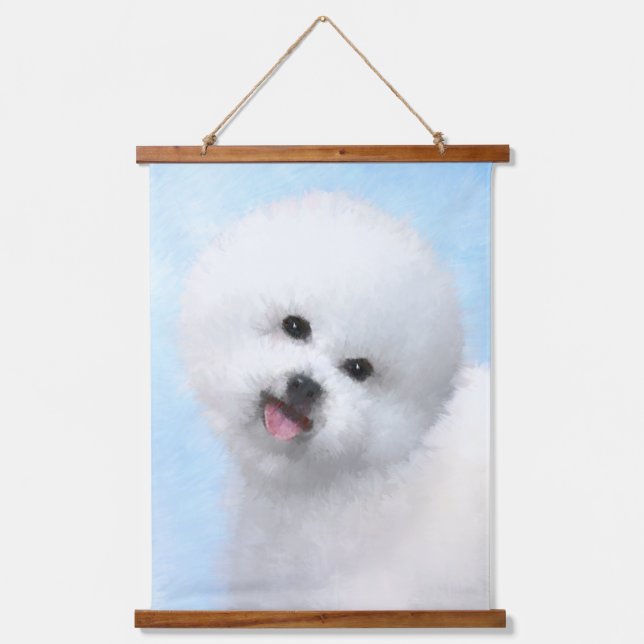 Bichon Frise Painting - Cute Original Dog Art Hanging Tapestry (Front)