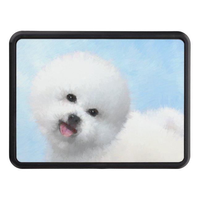 Bichon Frise Painting - Cute Original Dog Art Hitch Cover (Front)