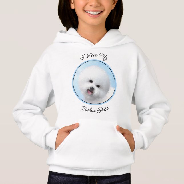 Bichon Frise Painting - Cute Original Dog Art Hoodie (Front)