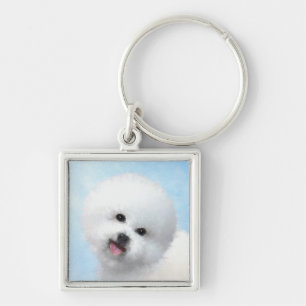 Bichon Frise Painting - Cute Original Dog Art Keychain