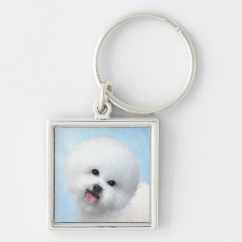 Bichon Frise Painting _ Cute Original Dog Art Keychain