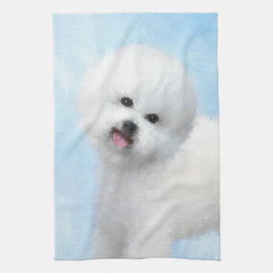 Bichon Frise Painting - Cute Original Dog Art Kitchen Towel