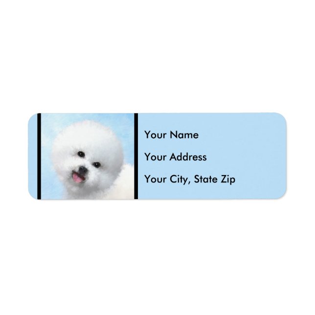 Bichon Frise Painting - Cute Original Dog Art Label (Front)