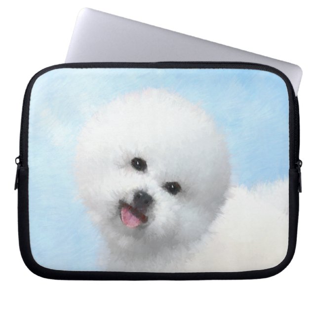 Bichon Frise Painting - Cute Original Dog Art Laptop Sleeve (Front)