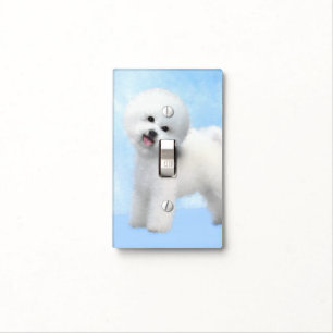 Bichon Frise Painting - Cute Original Dog Art Light Switch Cover