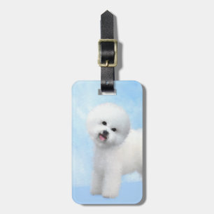 Bichon Frise Painting - Cute Original Dog Art Luggage Tag