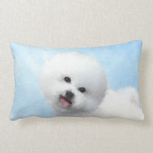 Bichon Frise Painting - Cute Original Dog Art Lumbar Pillow
