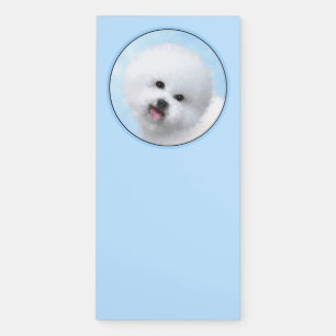 Bichon Frise Painting - Cute Original Dog Art Magnetic Notepad
