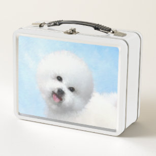 Bichon Frise Painting - Cute Original Dog Art Metal Lunch Box