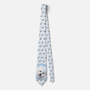 Bichon Frise Painting - Cute Original Dog Art Neck Tie