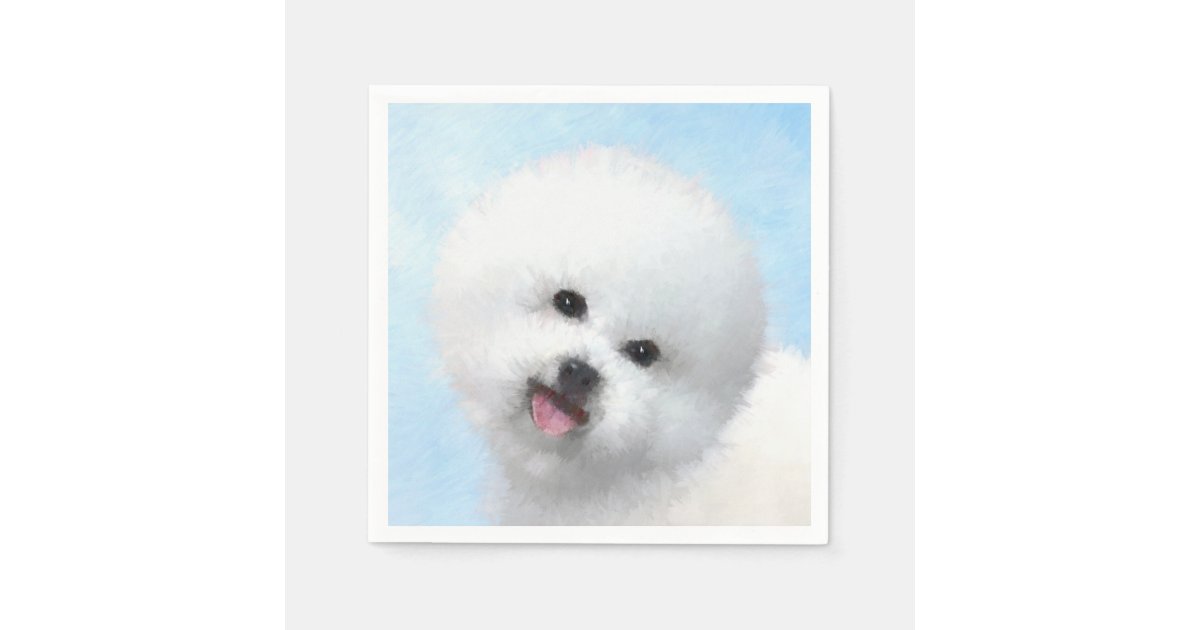 Bichon Frise Painting Cute Original Dog Art Paper Napkins Zazzle