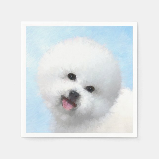 Bichon Frise Painting - Cute Original Dog Art Paper Napkins (Front)