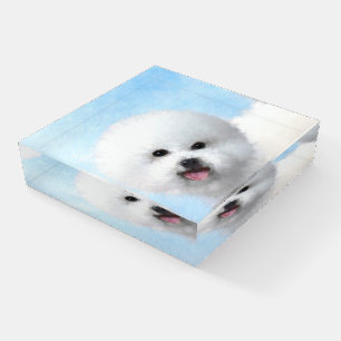 Bichon Frise Painting - Cute Original Dog Art Paperweight