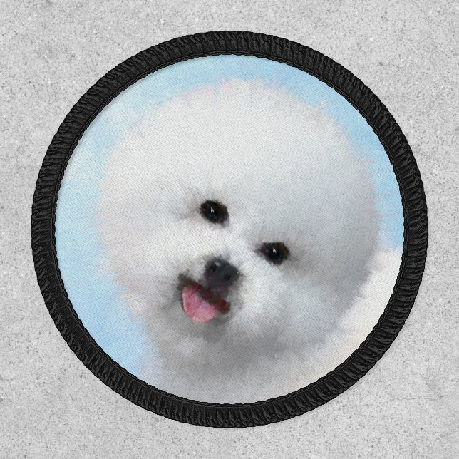 Bichon Frise Painting - Cute Original Dog Art Patch (Front)