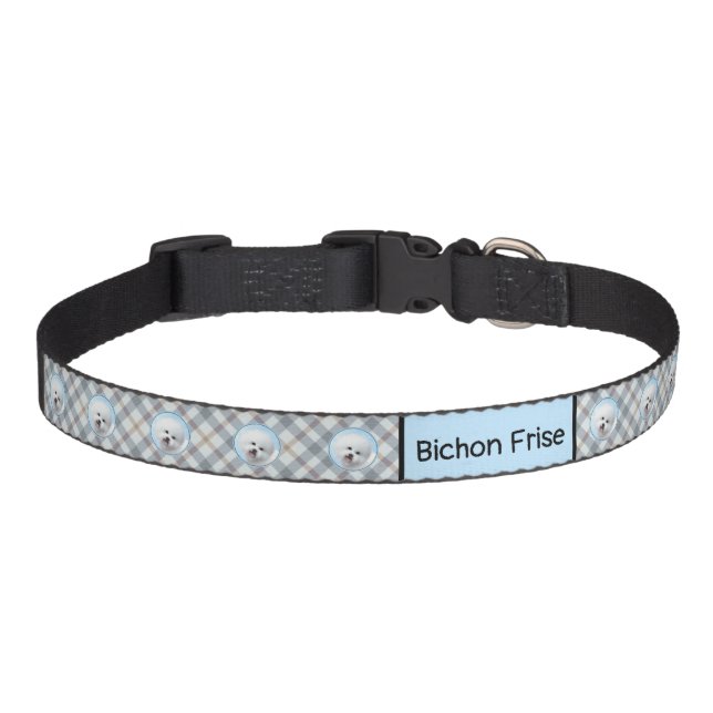 Bichon Frise Painting - Cute Original Dog Art Pet Collar (Front)