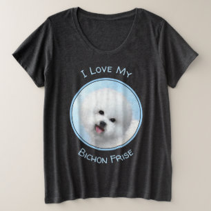 Bichon Frise Painting - Cute Original Dog Art Plus Size T-Shirt