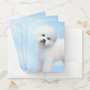 Bichon Frise Painting - Cute Original Dog Art Pocket Folder
