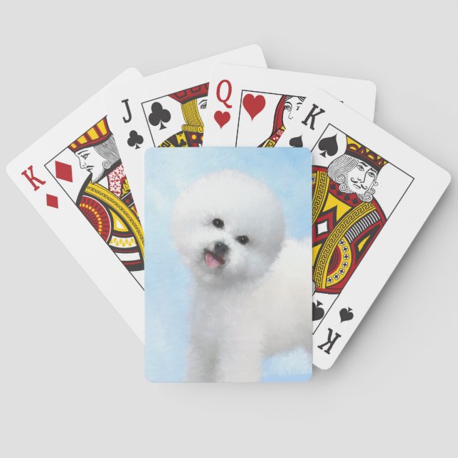 Bichon Frise Painting - Cute Original Dog Art Poker Cards (Back)