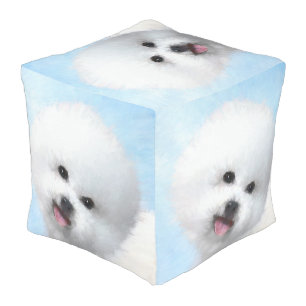 Bichon Frise Painting - Cute Original Dog Art Pouf