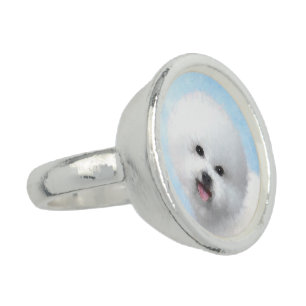 Bichon Frise Painting - Cute Original Dog Art Ring