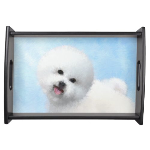 Bichon Frise Painting _ Cute Original Dog Art Serving Tray