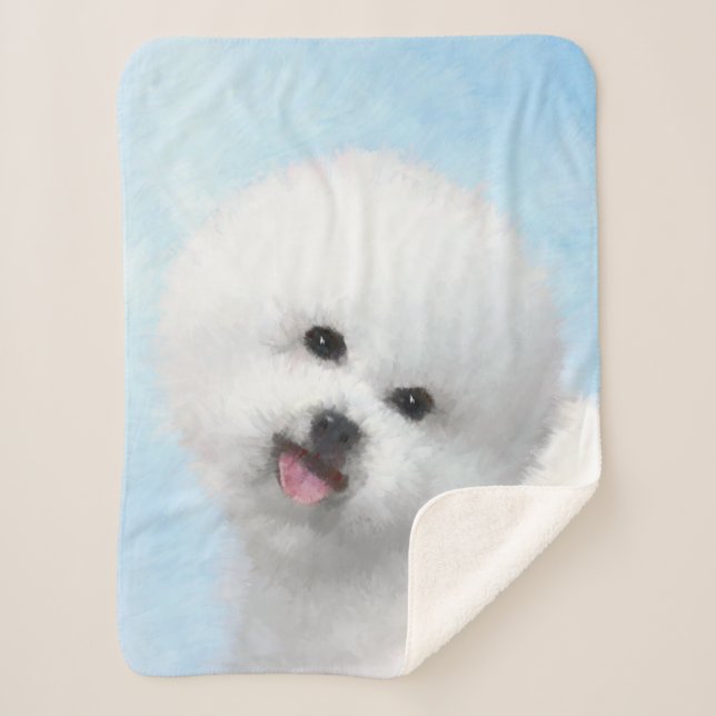 Bichon Frise Painting - Cute Original Dog Art Sherpa Blanket (Front)