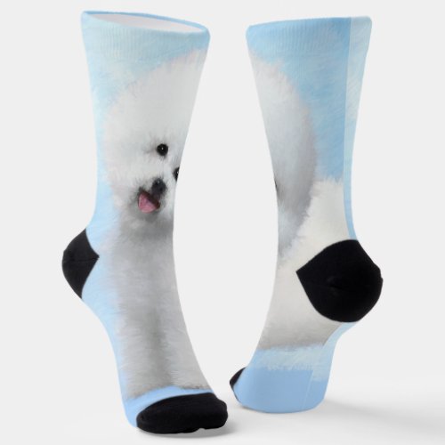 Bichon Frise Painting _ Cute Original Dog Art Socks