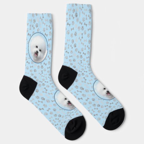 Bichon Frise Painting _ Cute Original Dog Art Socks