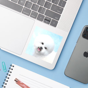 Bichon Frise Painting - Cute Original Dog Art Sticker
