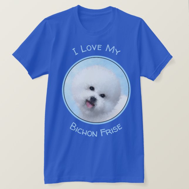 Bichon Frise Painting - Cute Original Dog Art T-Shirt (Design Front)