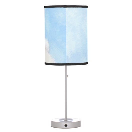 Bichon Frise Painting - Cute Original Dog Art Table Lamp (Back)