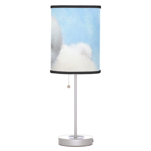 Bichon Frise Painting - Cute Original Dog Art Table Lamp (Right)