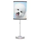 Bichon Frise Painting - Cute Original Dog Art Table Lamp (Front)
