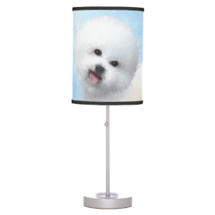 Bichon Frise Painting - Cute Original Dog Art Table Lamp