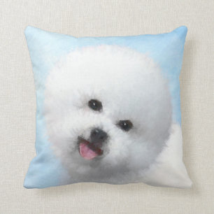Bichon Frise Painting - Cute Original Dog Art Throw Pillow