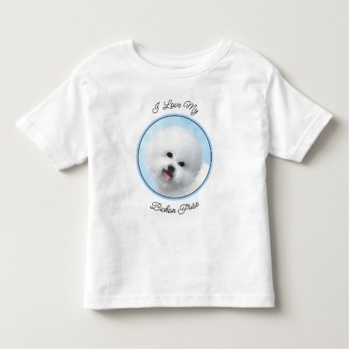 Bichon Frise Painting _ Cute Original Dog Art Toddler T_shirt