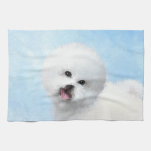 Bichon Frise Painting - Cute Original Dog Art Towel