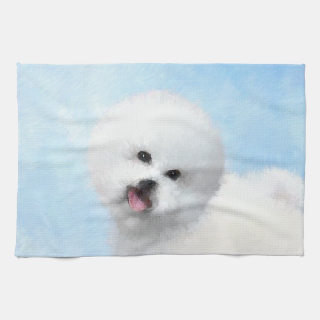 Bichon Frise Painting - Cute Original Dog Art Towel (Horizontal)