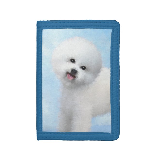 Bichon Frise Painting - Cute Original Dog Art Trifold Wallet (Front Vertical)