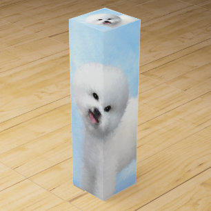 Bichon Frise Painting - Cute Original Dog Art Wine Box