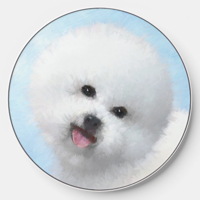 Bichon Frise Painting - Cute Original Dog Art Wireless Charger (Front)