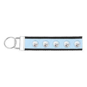 Bichon Frise Painting - Cute Original Dog Art Wrist Keychain