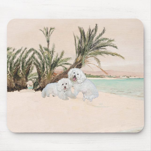 Bichon Frise Palmy Beach Mouse Pad (Front)