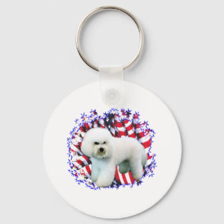 Bichon Frise Patriot Keychain