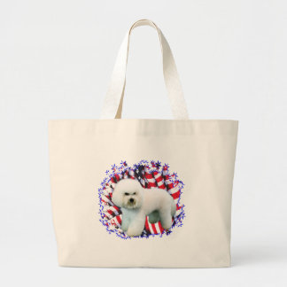 Bichon Frise Patriot Large Tote Bag