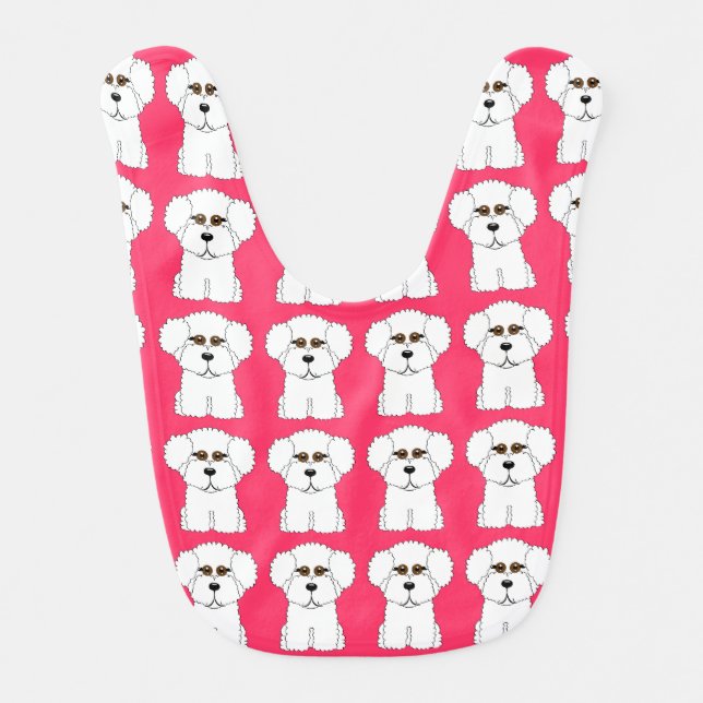 Bichon Frise Pink Baby Bib (Front)