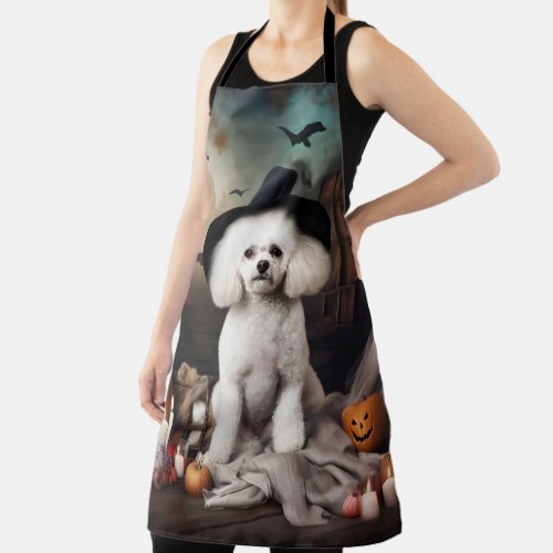 Bichon Frise Pumpkins Halloween Scary Apron